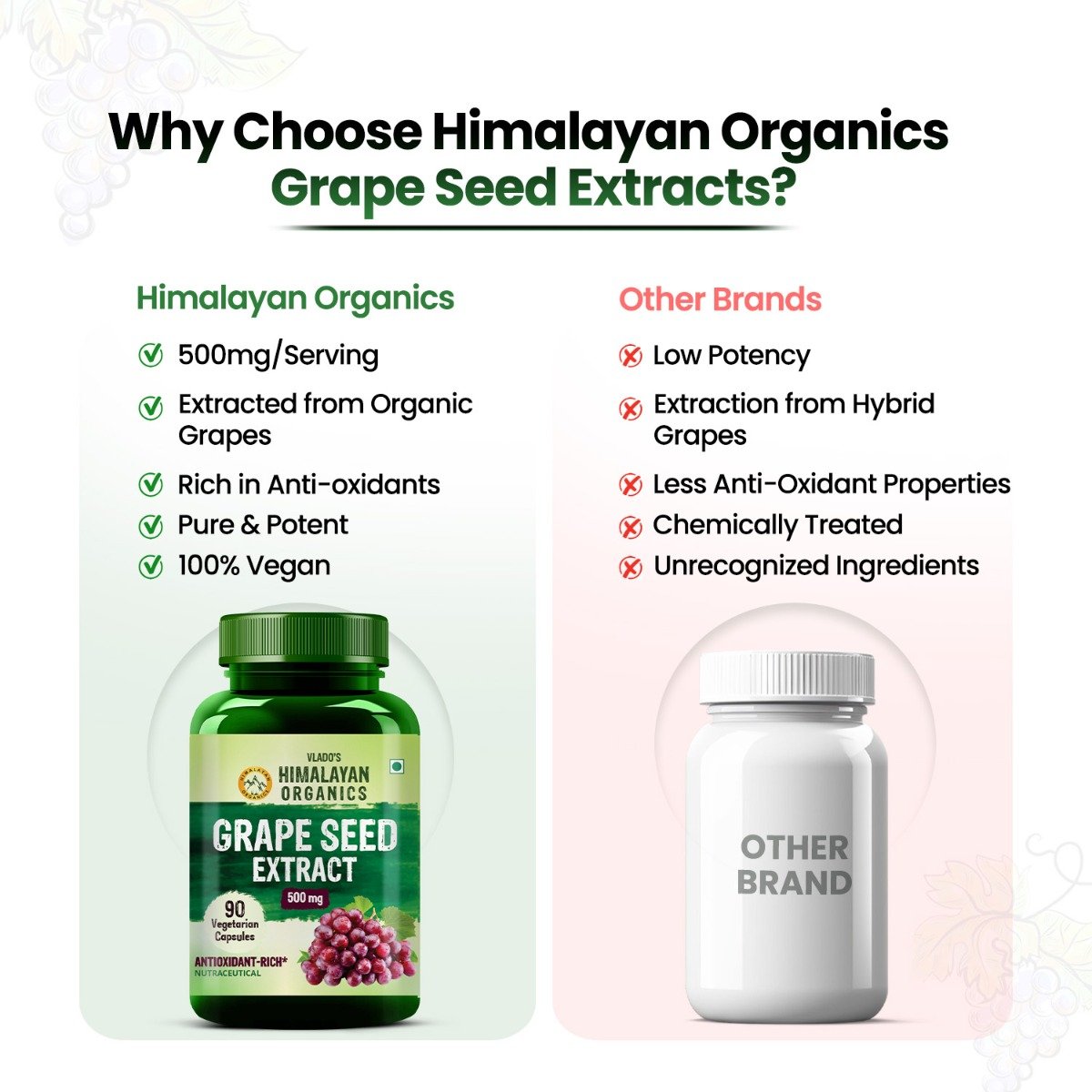 Vlado's Himalayan Organics Grape Seed Extract 500mg, 90 Capsules, Pack of 1 Vlado's Himalayan Organics Grape Seed Extract 500mg, 90 Capsules, Pack of 1