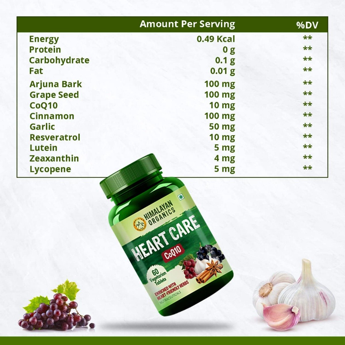 Vlado's Himalayan Organics Heart Care with CoQ10, 60 Tablets, Pack of 1 Vlado's Himalayan Organics Heart Care with CoQ10, 60 Tablets, Pack of 1