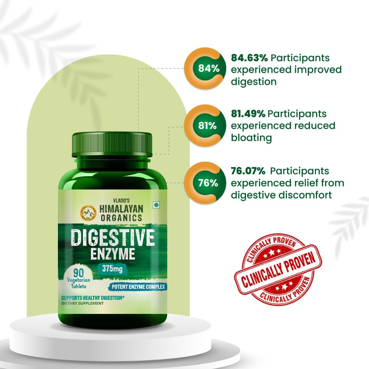 Vlado's Himalayan Organics Digestive Enzyme 375mg, 90 Tablets, Pack of 1 Vlado's Himalayan Organics Digestive Enzyme 375mg, 90 Tablets, Pack of 1