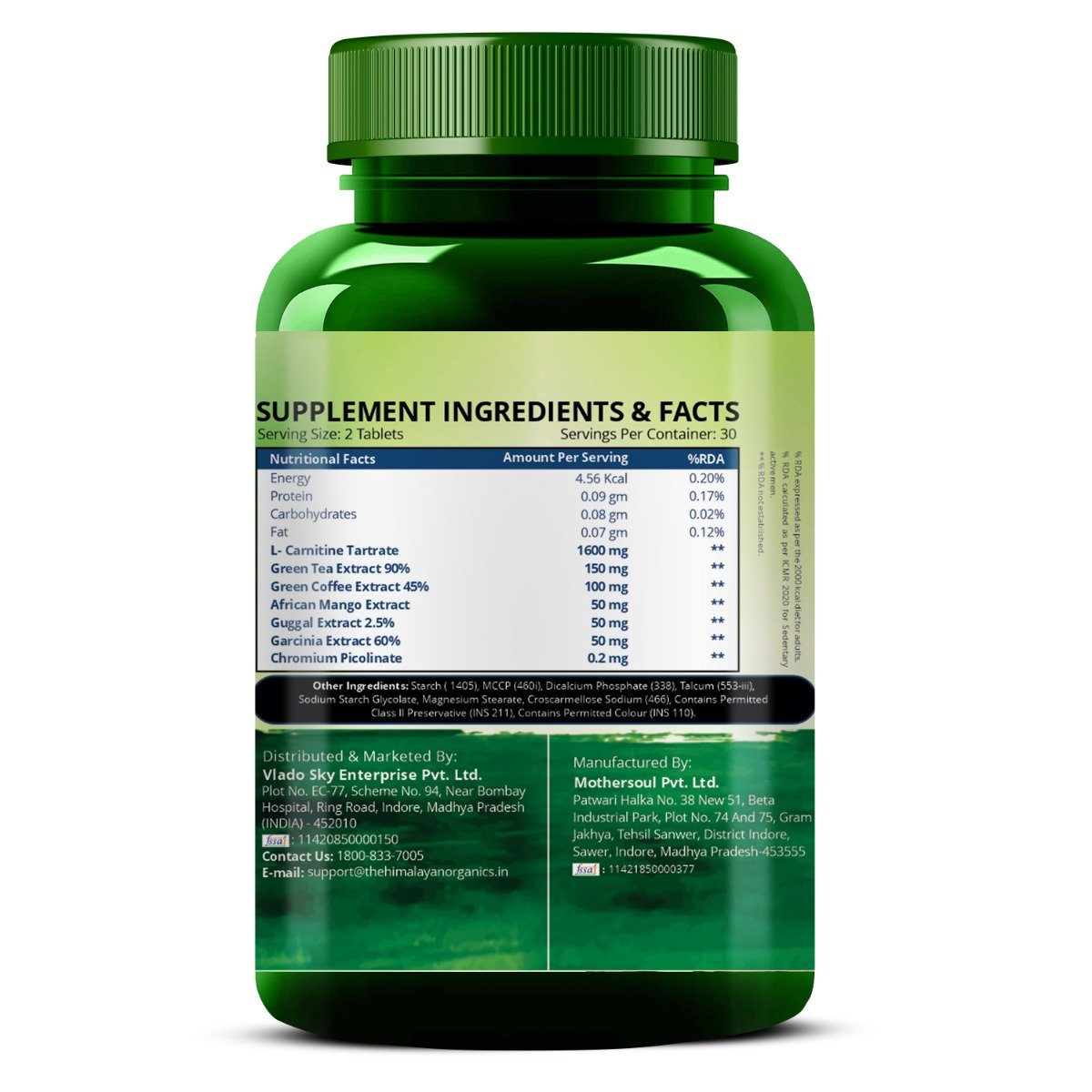 Vlado's Himalayan Organics L-Carnitine 2000mg, 60 Tablets, Pack of 1 Vlado's Himalayan Organics L-Carnitine 2000mg, 60 Tablets, Pack of 1