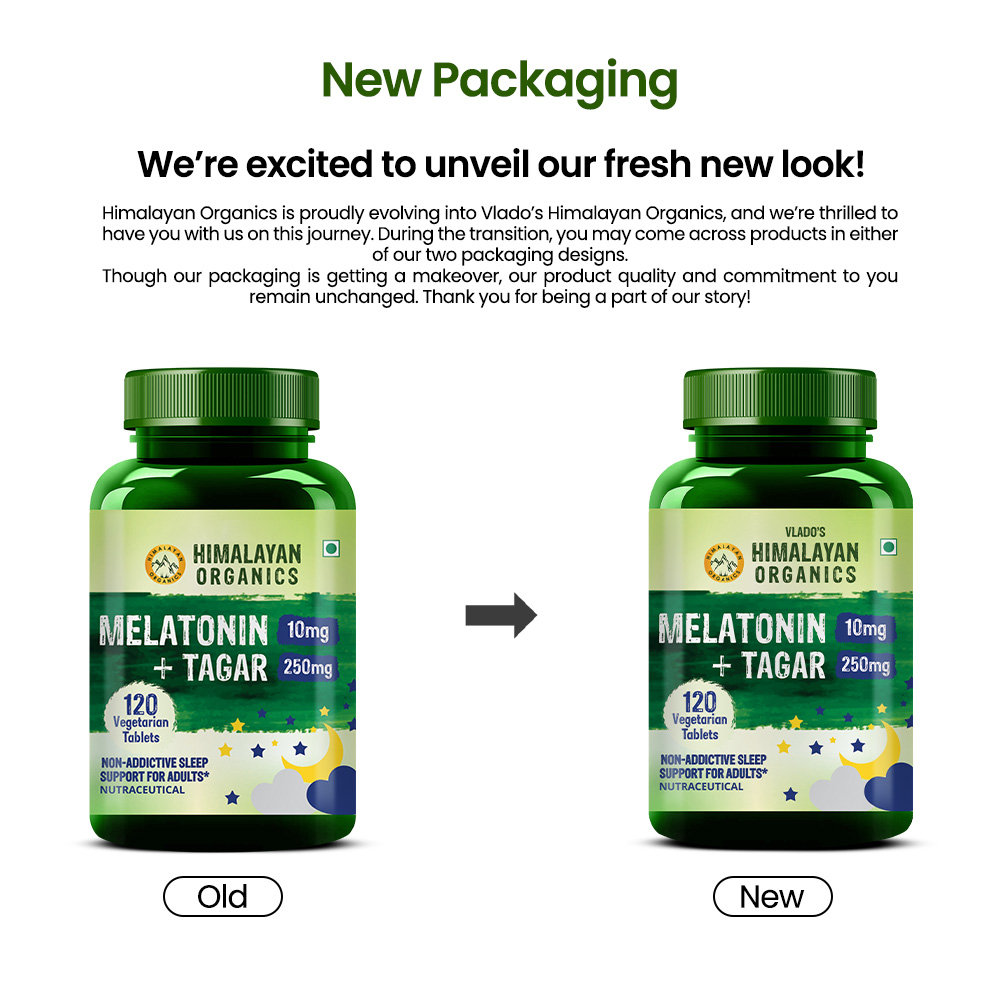 Vlado's Himalayan Organics Melatonin 10mg+Tagar 250mg, 120 Tablets, Pack of 1 Vlado's Himalayan Organics Melatonin 10mg+Tagar 250mg, 120 Tablets, Pack of 1