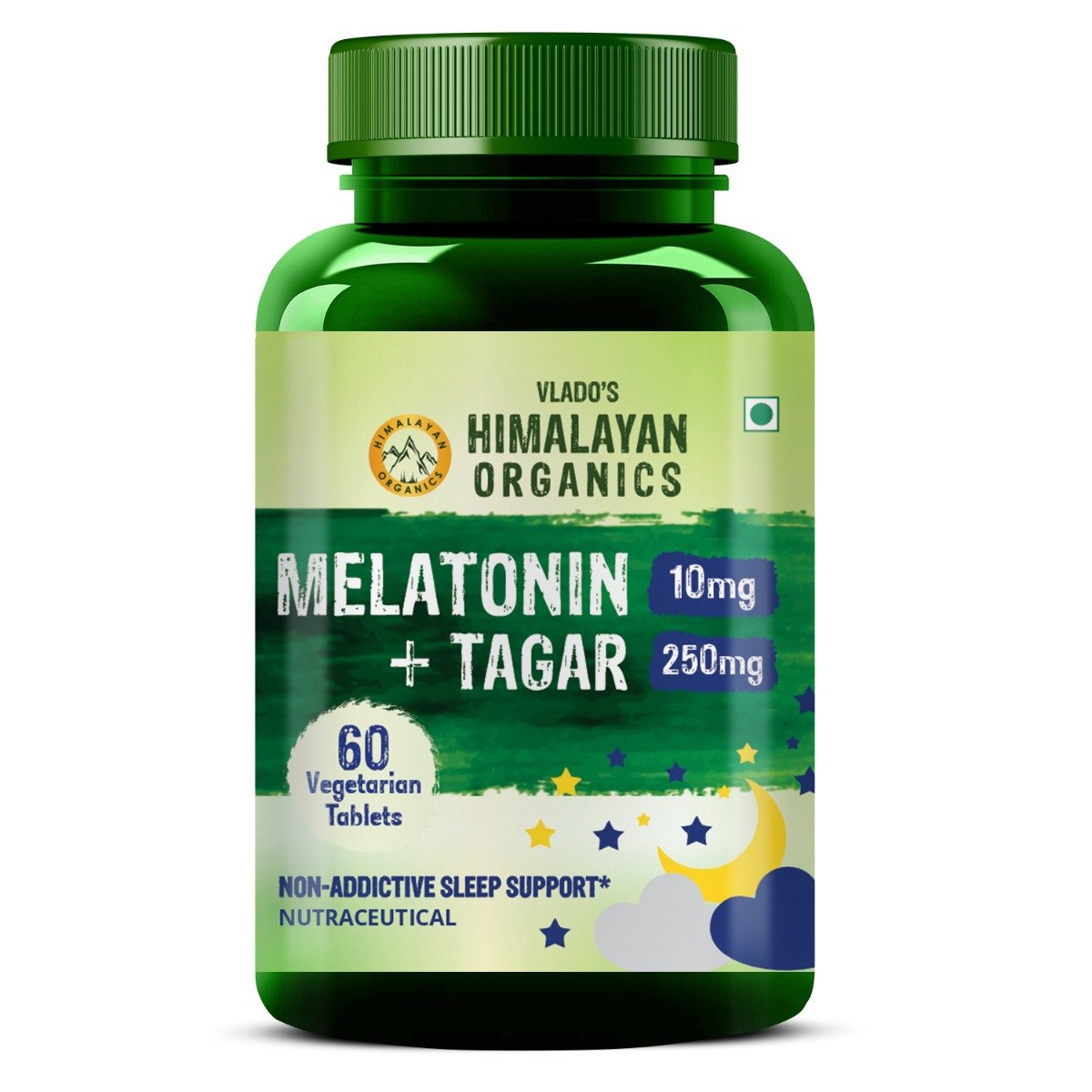 Vlado's Himalayan Organics Melatonin 10mg+Tagar 250mg, 60 Tablets, Pack of 1 Vlado's Himalayan Organics Melatonin 10mg+Tagar 250mg, 60 Tablets, Pack of 1