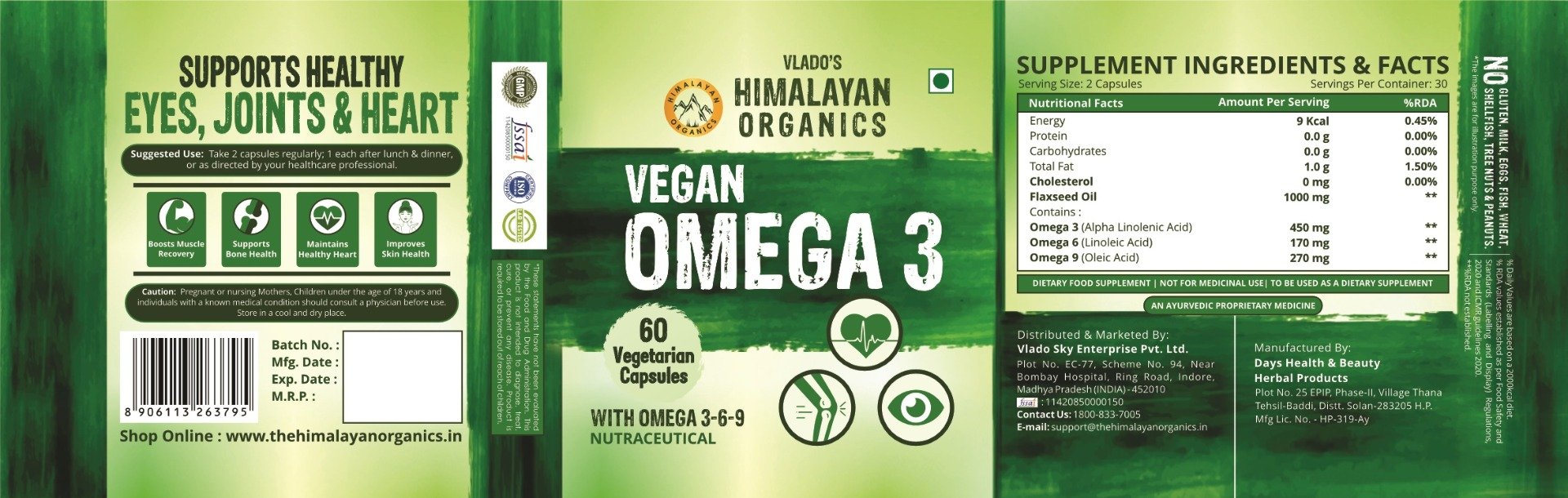 Vlado's Himalayan Organics Vegan Omega 3, 60 Capsules, Pack of 1 Vlado's Himalayan Organics Vegan Omega 3, 60 Capsules, Pack of 1