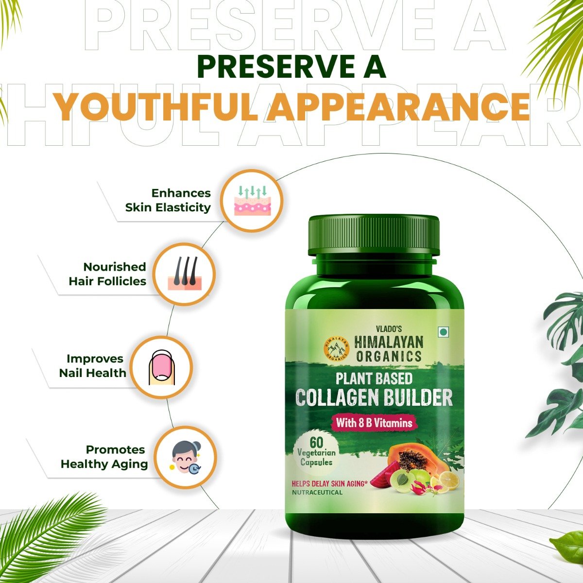 Vlado's Himalayan Organics Plant Based Collagen Builder, 60 Capsules, Pack of 1 Vlado's Himalayan Organics Plant Based Collagen Builder, 60 Capsules, Pack of 1