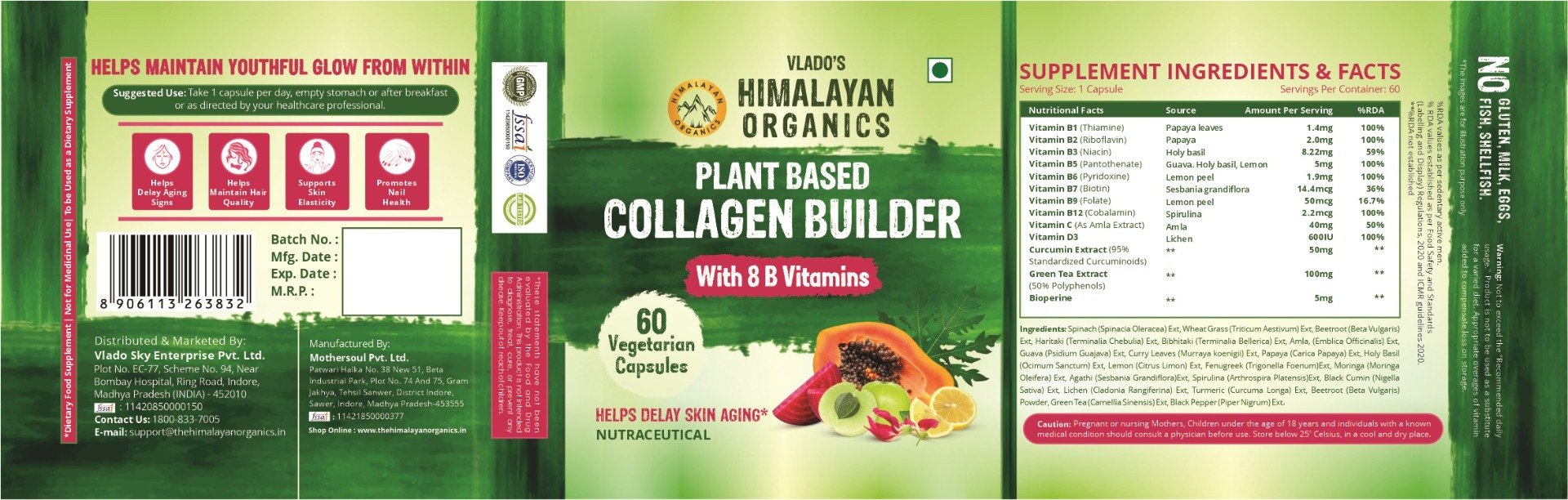 Vlado's Himalayan Organics Plant Based Collagen Builder, 60 Capsules, Pack of 1 Vlado's Himalayan Organics Plant Based Collagen Builder, 60 Capsules, Pack of 1