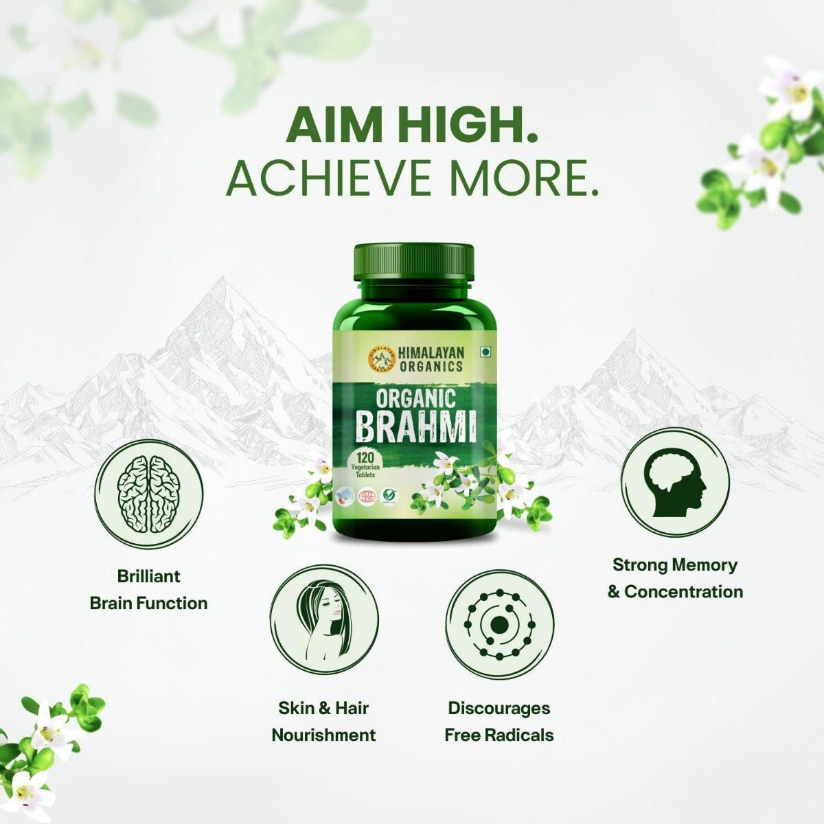 Vlado's Himalayan Organics Organic Brahmi Tablets, 120 Tablets, Pack of 1 Vlado's Himalayan Organics Organic Brahmi Tablets, 120 Tablets, Pack of 1