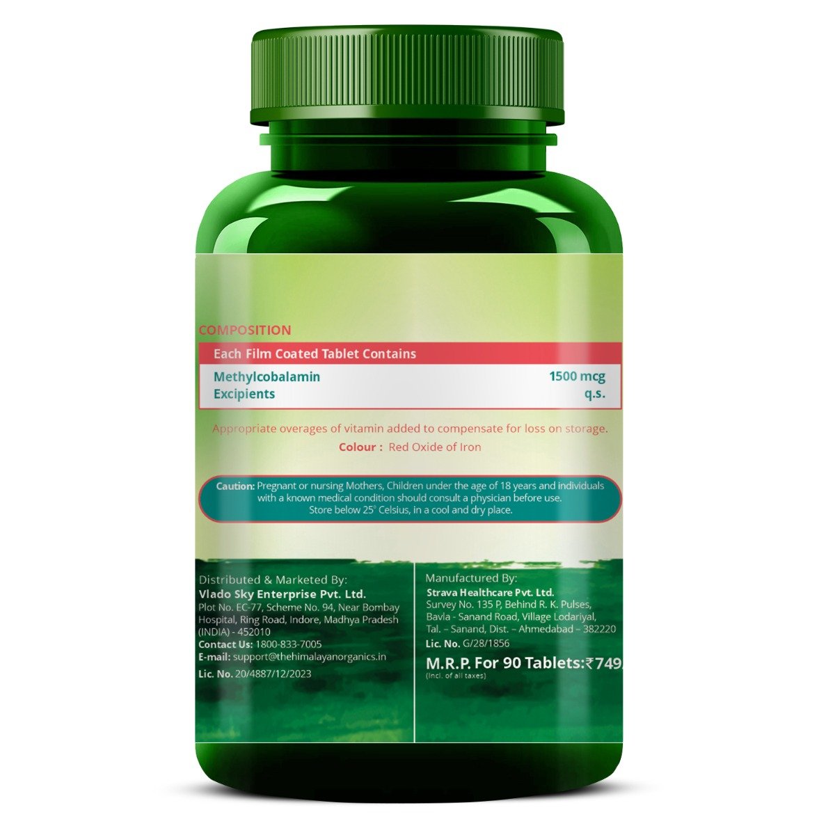 Vlado's Himalayan Organics Methylcobalamin Vitamin B12 1500mcg, 90 Tablets, Pack of 1 Vlado's Himalayan Organics Methylcobalamin Vitamin B12 1500mcg, 90 Tablets, Pack of 1