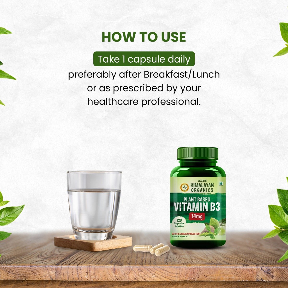 Vlado's Himalayan Organics Plant Based Vitamin B3 14mg, 120 Capsules, Pack of 1 Vlado's Himalayan Organics Plant Based Vitamin B3 14mg, 120 Capsules, Pack of 1