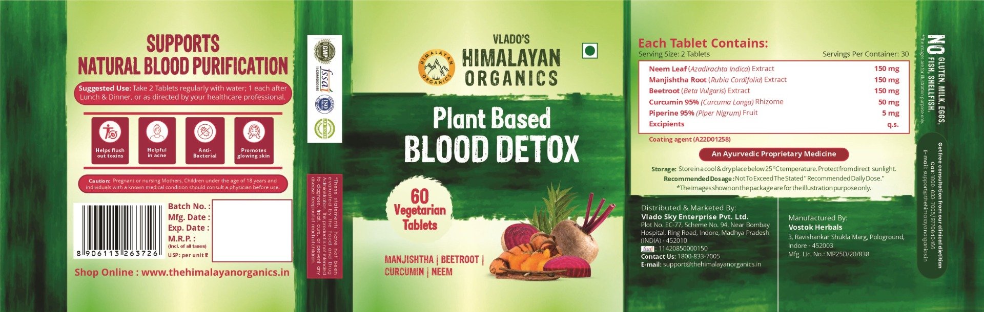 Vlado's Himalayan Organics Plant Based Blood Detox, 60 Tablets, Pack of 1 Vlado's Himalayan Organics Plant Based Blood Detox, 60 Tablets, Pack of 1