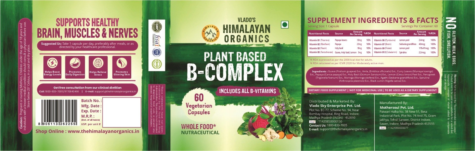 Vlado's Himalayan Organics Plant Based B-Complex, 60 Capsules, Pack of 1 Vlado's Himalayan Organics Plant Based B-Complex, 60 Capsules, Pack of 1