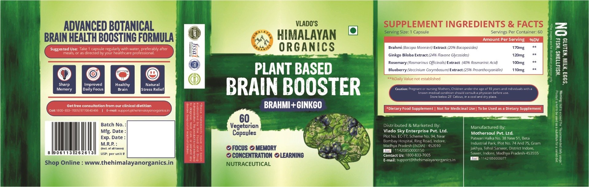 Vlado's Himalayan Organics Plant Based Brain Booster, 60 Capsules, Pack of 1 Vlado's Himalayan Organics Plant Based Brain Booster, 60 Capsules, Pack of 1