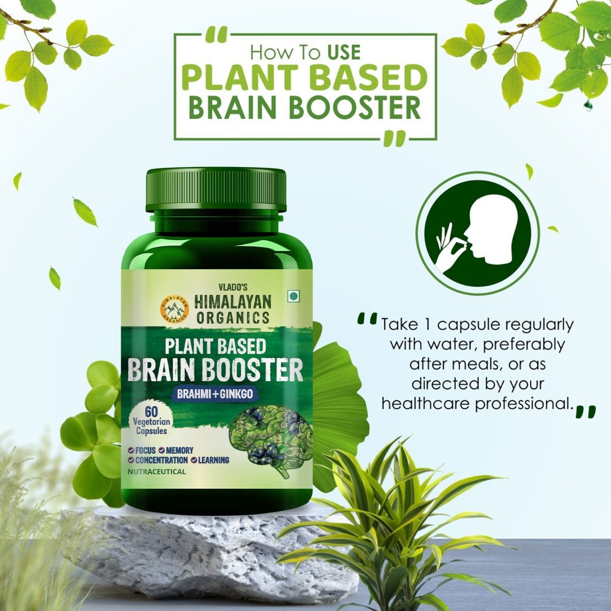 Vlado's Himalayan Organics Plant Based Brain Booster, 60 Capsules, Pack of 1 Vlado's Himalayan Organics Plant Based Brain Booster, 60 Capsules, Pack of 1