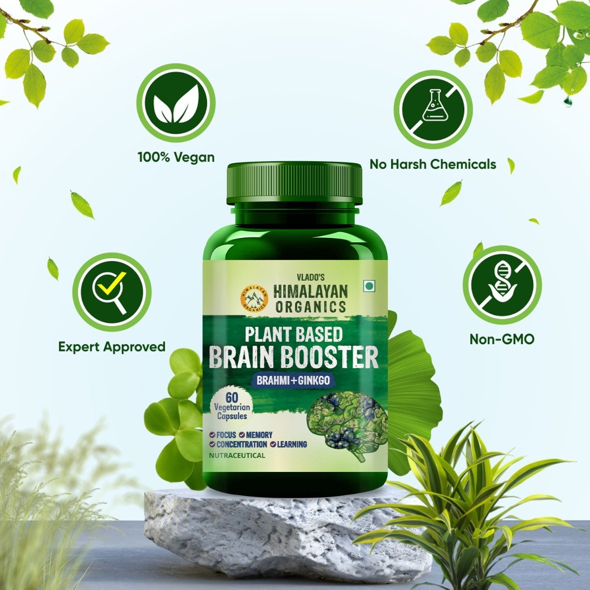 Vlado's Himalayan Organics Plant Based Brain Booster, 60 Capsules, Pack of 1 Vlado's Himalayan Organics Plant Based Brain Booster, 60 Capsules, Pack of 1