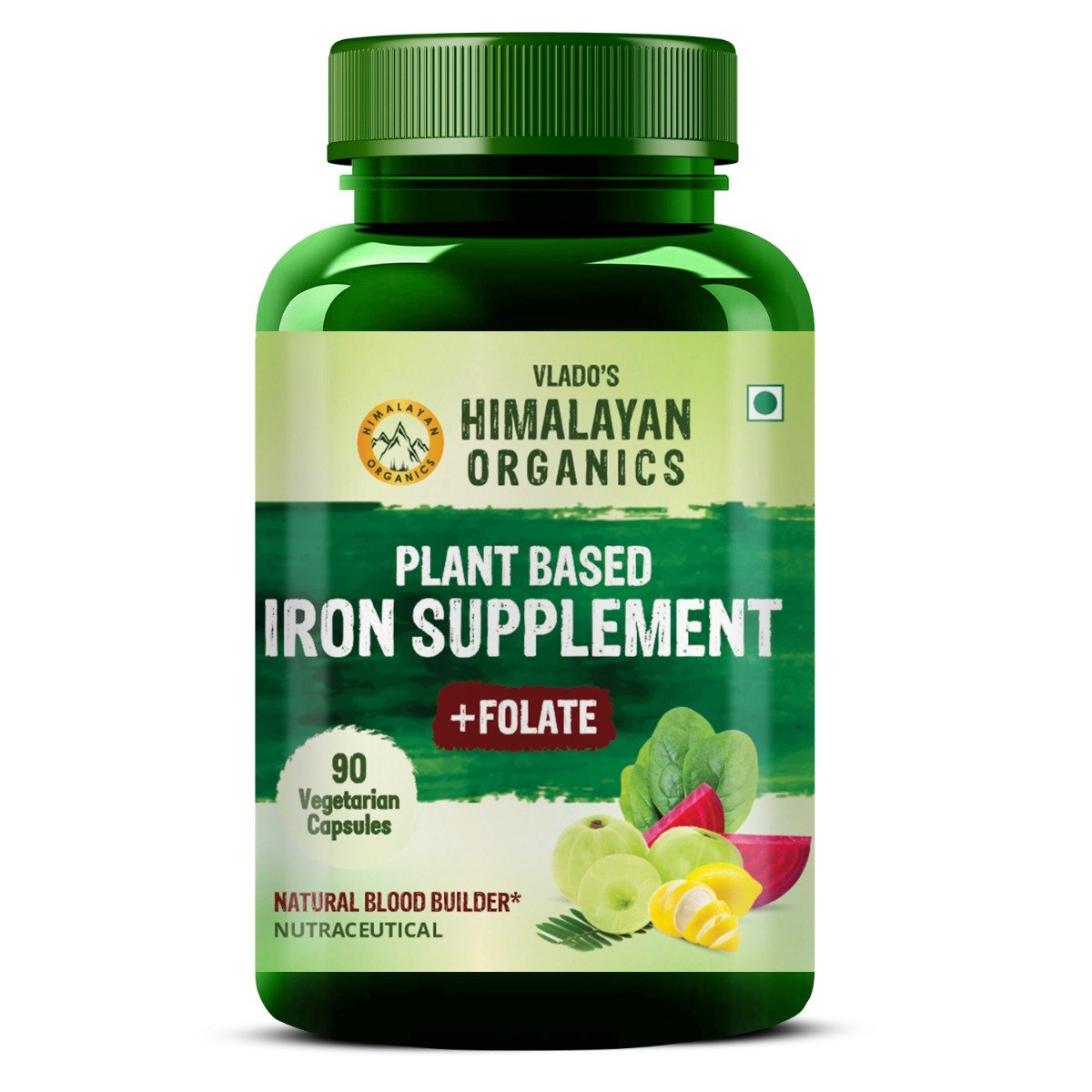 Vlado's Himalayan Organics Plant Based Iron Supplement with Folate, 90 Capsules, Pack of 1 Vlado's Himalayan Organics Plant Based Iron Supplement with Folate, 90 Capsules, Pack of 1