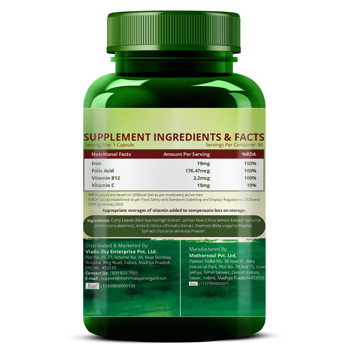 Vlado's Himalayan Organics Plant Based Iron Supplement with Folate, 90 Capsules, Pack of 1 Vlado's Himalayan Organics Plant Based Iron Supplement with Folate, 90 Capsules, Pack of 1