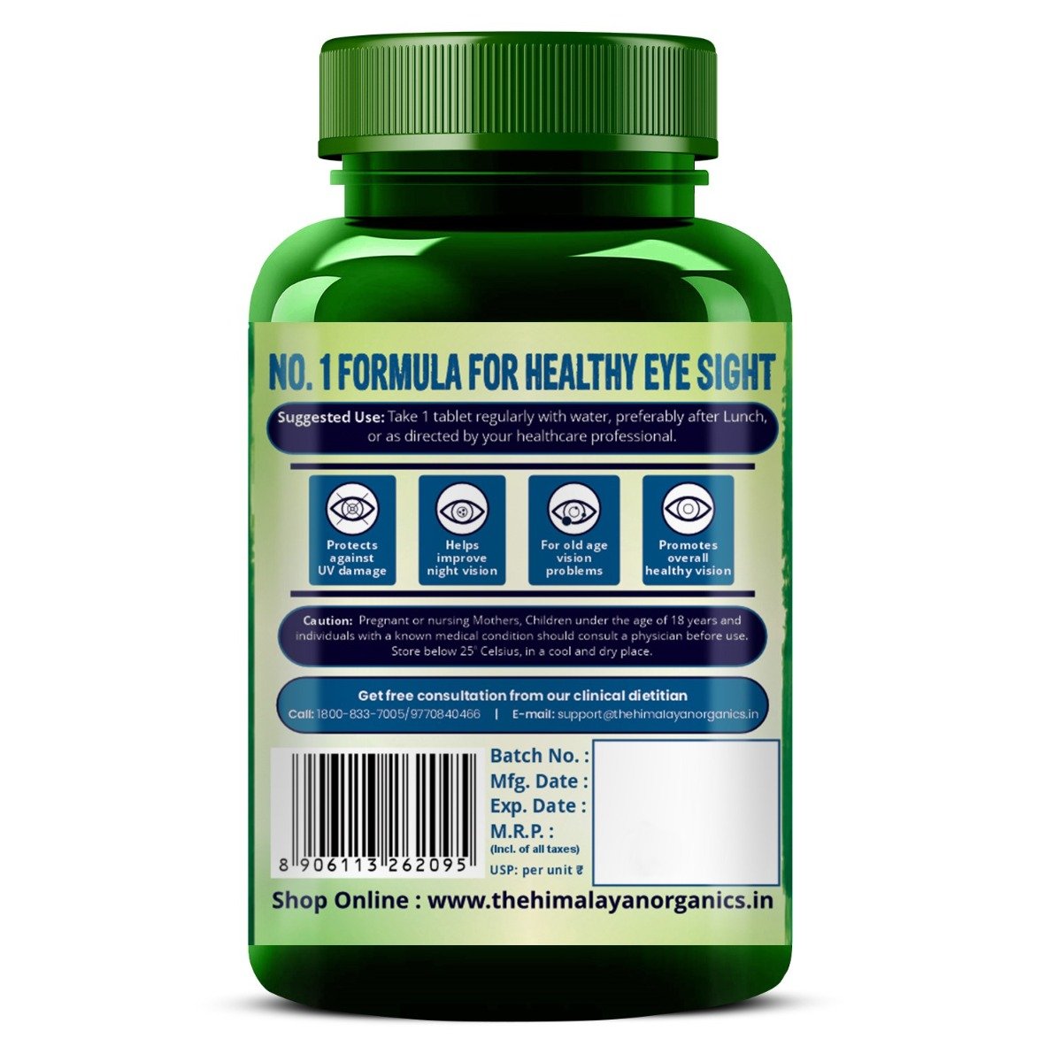 Vlado's Himalayan Organics Plant Based Eye Care Supplement, 60 Tablets, Pack of 1 Vlado's Himalayan Organics Plant Based Eye Care Supplement, 60 Tablets, Pack of 1