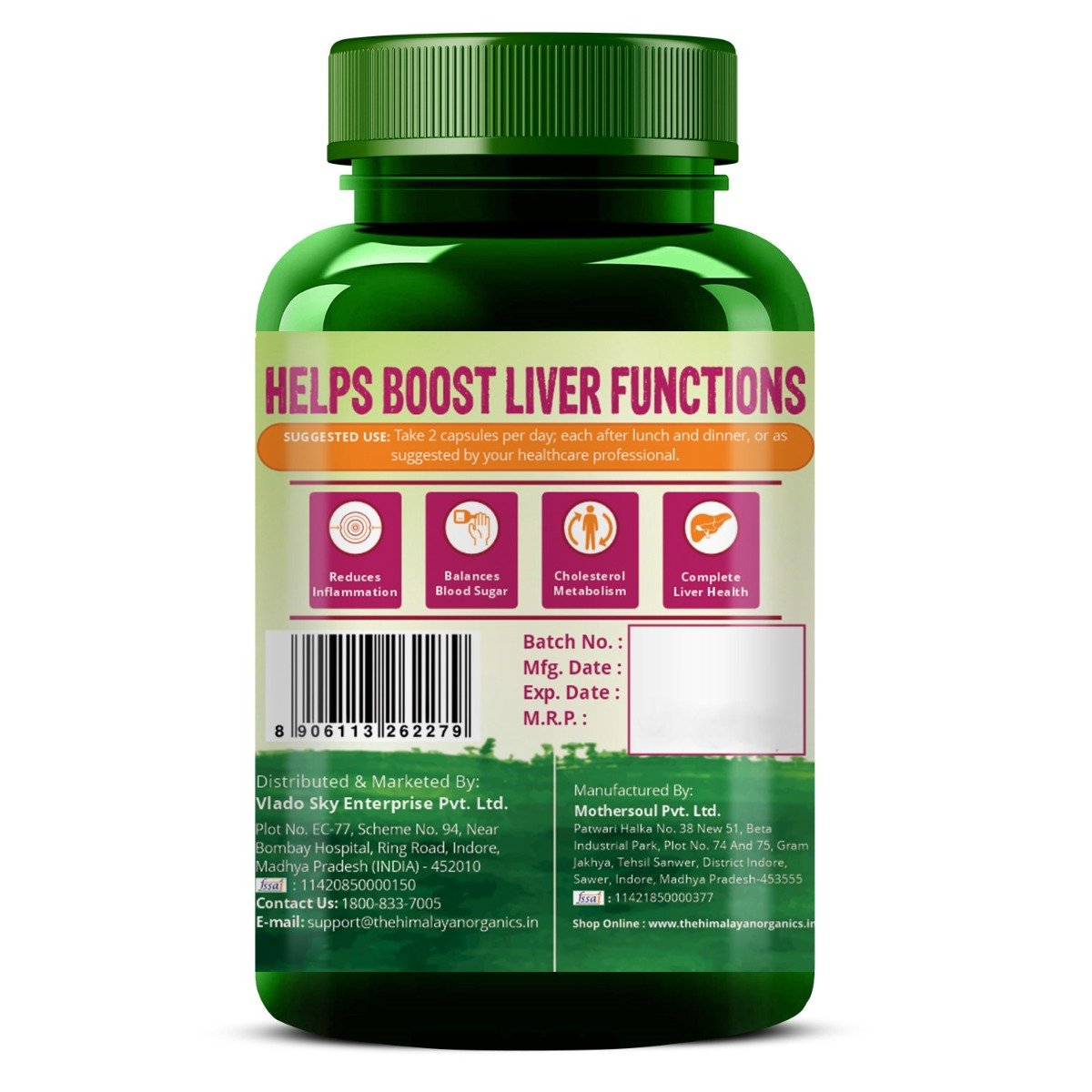 Vlado's Himalayan Organics Plant Based Liver Support + Milk Thistle, 60 Capsules, Pack of 1 Vlado's Himalayan Organics Plant Based Liver Support + Milk Thistle, 60 Capsules, Pack of 1