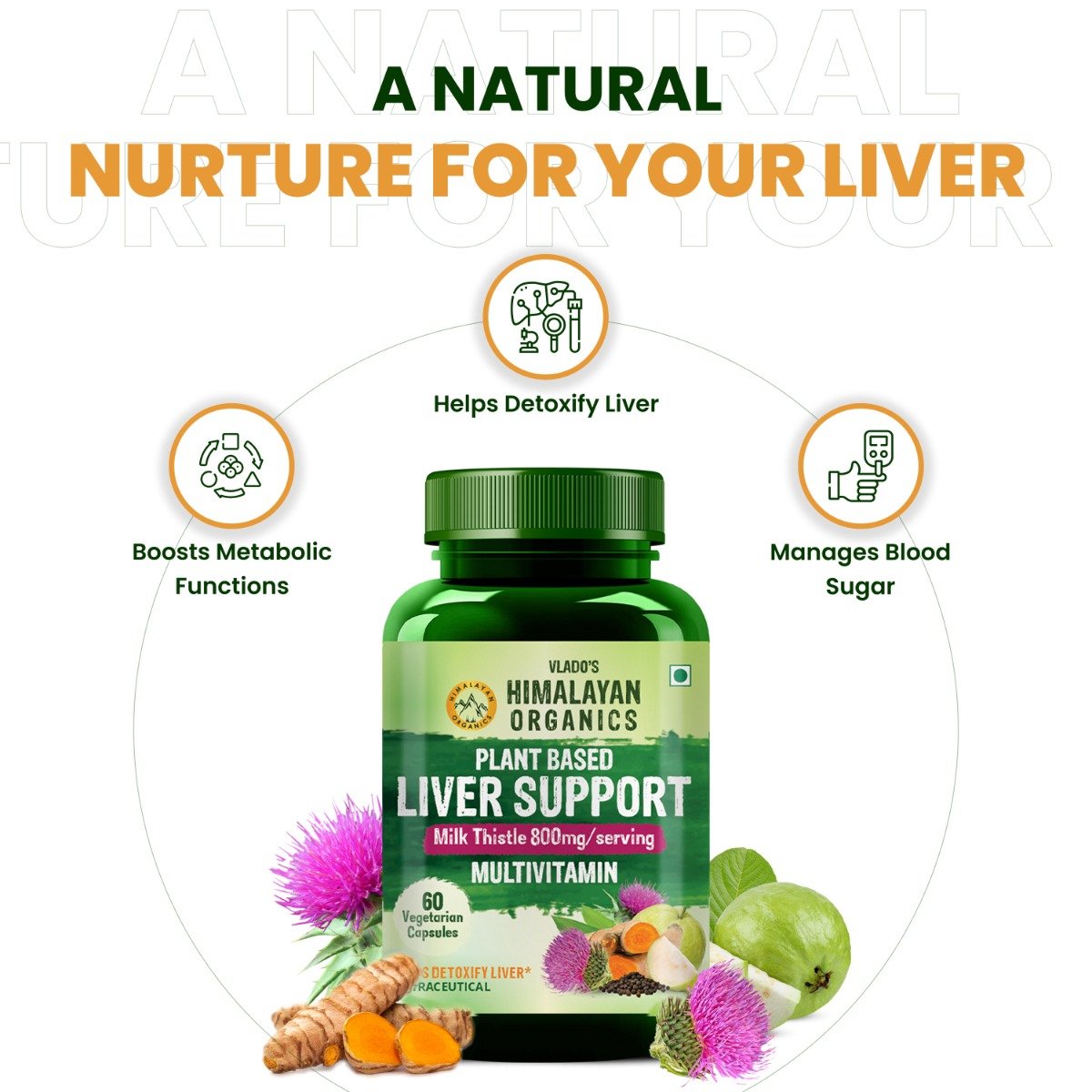 Vlado's Himalayan Organics Plant Based Liver Support + Milk Thistle, 60 Capsules, Pack of 1 Vlado's Himalayan Organics Plant Based Liver Support + Milk Thistle, 60 Capsules, Pack of 1