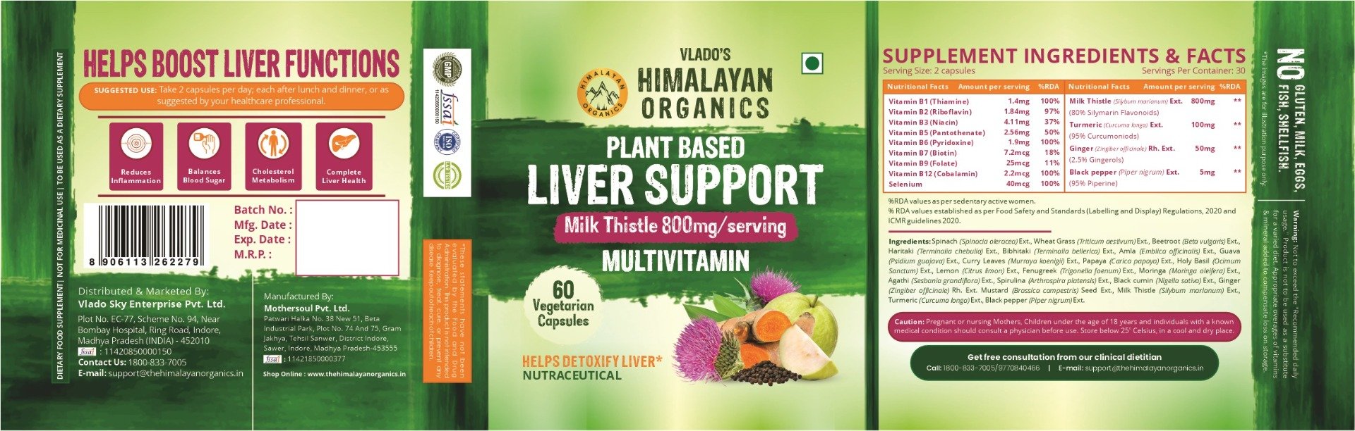Vlado's Himalayan Organics Plant Based Liver Support + Milk Thistle, 60 Capsules, Pack of 1 Vlado's Himalayan Organics Plant Based Liver Support + Milk Thistle, 60 Capsules, Pack of 1