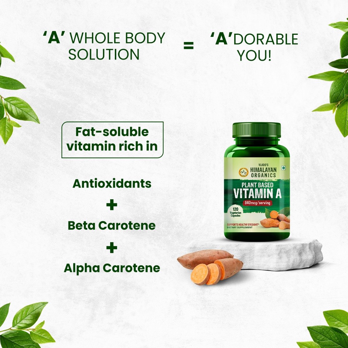 Vlado's Himalayan Organics Plant Based Vitamin A 840mcg, 120 Capsules, Pack of 1 Vlado's Himalayan Organics Plant Based Vitamin A 840mcg, 120 Capsules, Pack of 1