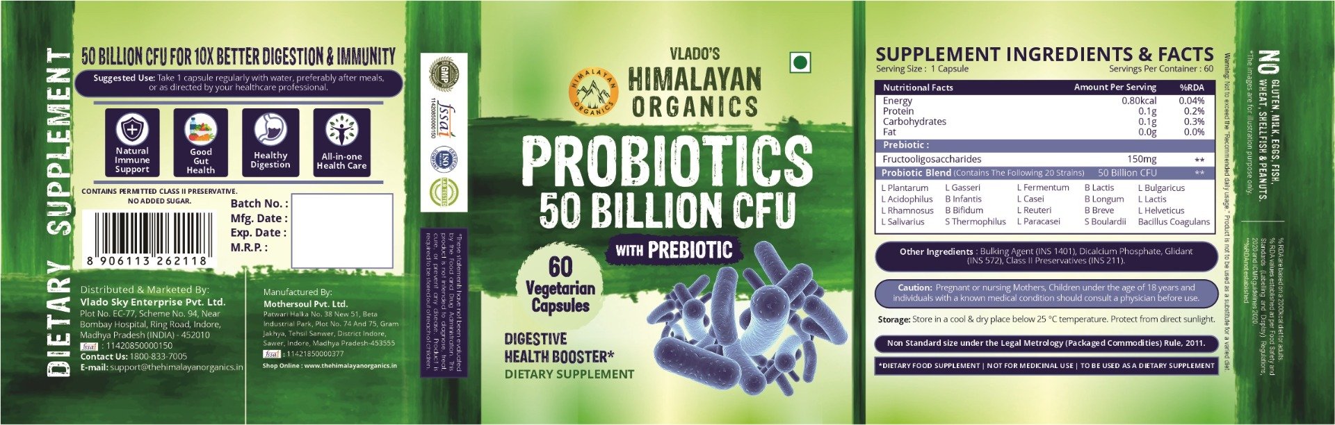 Vlado's Himalayan Organics Probiotics 50 Billion CFU, 60 Capsules, Pack of 1 Vlado's Himalayan Organics Probiotics 50 Billion CFU, 60 Capsules, Pack of 1
