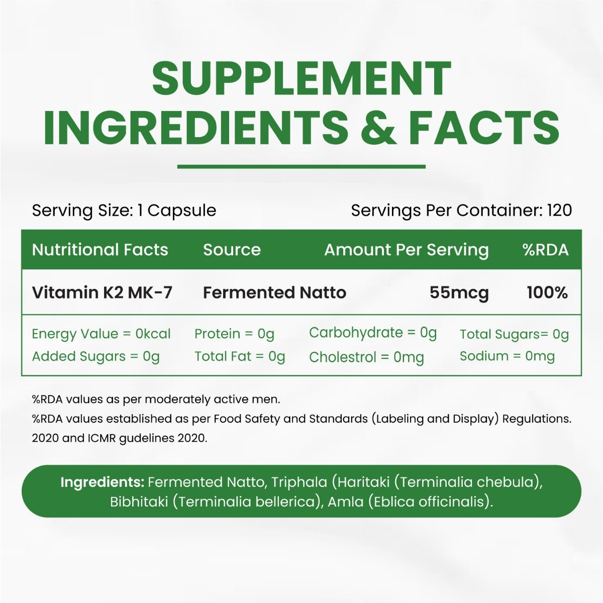 Vlado's Himalayan Organics Plant Based Vitamin K2 MK- 7 Supplement Supports Stronger Bone & Heart Health |K2 supplements for Men & Women - 120 Veg Capsules, Pack of 1 Vlado's Himalayan Organics Plant Based Vitamin K2 MK- 7 Supplement Supports Stronger Bone & Heart Health |K2 supplements for Men & Women - 120 Veg Capsules, Pack of 1