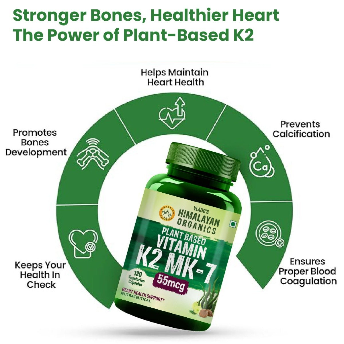 Vlado's Himalayan Organics Plant Based Vitamin K2 MK- 7 Supplement Supports Stronger Bone & Heart Health |K2 supplements for Men & Women - 120 Veg Capsules, Pack of 1 Vlado's Himalayan Organics Plant Based Vitamin K2 MK- 7 Supplement Supports Stronger Bone & Heart Health |K2 supplements for Men & Women - 120 Veg Capsules, Pack of 1