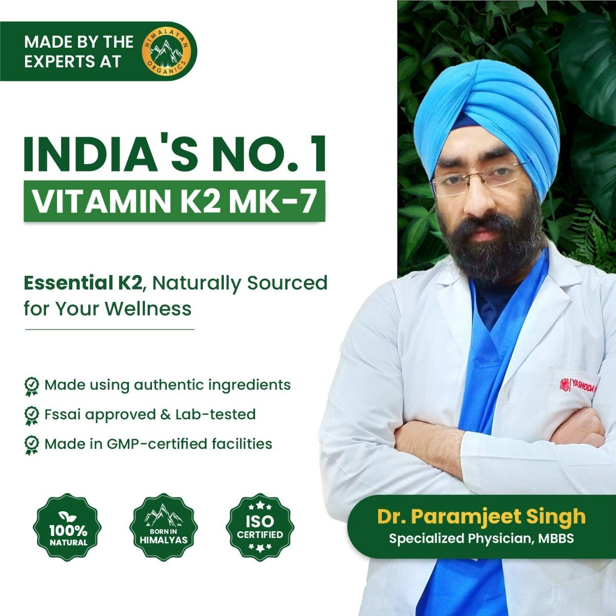 Vlado's Himalayan Organics Plant Based Vitamin K2 MK- 7 Supplement Supports Stronger Bone & Heart Health |K2 supplements for Men & Women - 120 Veg Capsules, Pack of 1 Vlado's Himalayan Organics Plant Based Vitamin K2 MK- 7 Supplement Supports Stronger Bone & Heart Health |K2 supplements for Men & Women - 120 Veg Capsules, Pack of 1