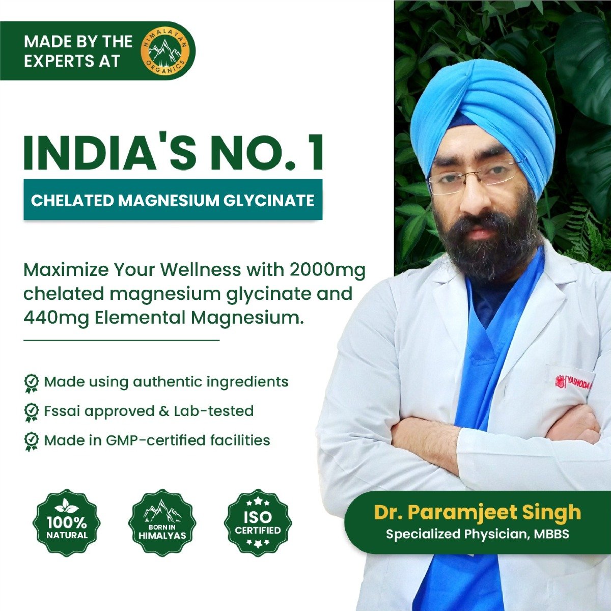 Vlado's Himalayan Organics Highly Absorbable Magnesium Glycinate 600mg, 120 Capsules, Pack of 1 Vlado's Himalayan Organics Highly Absorbable Magnesium Glycinate 600mg, 120 Capsules, Pack of 1