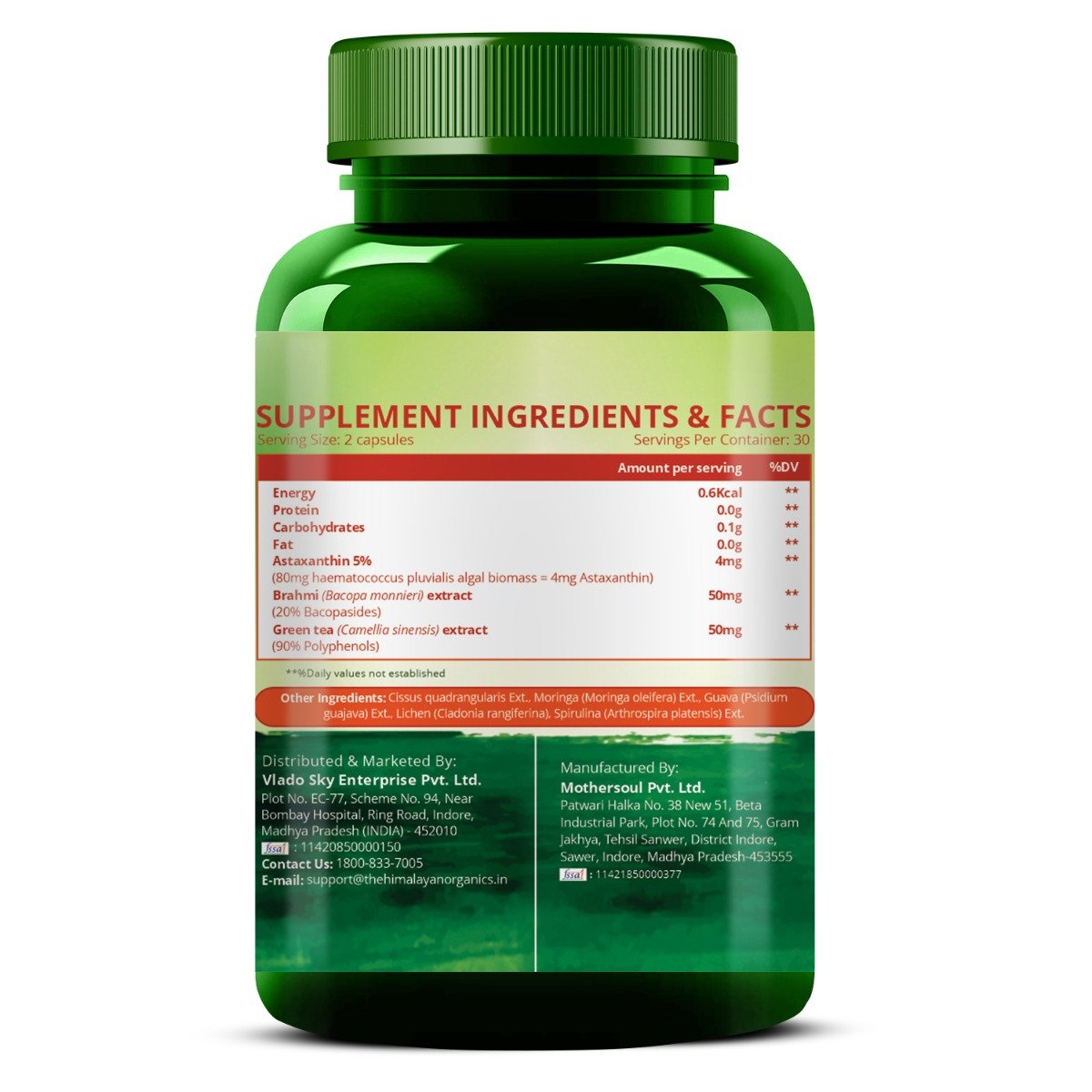 Vlado's Himalayan Organics Naturally Sourced Astaxanthin 4mg, 60 Capsules, Pack of 1 Vlado's Himalayan Organics Naturally Sourced Astaxanthin 4mg, 60 Capsules, Pack of 1