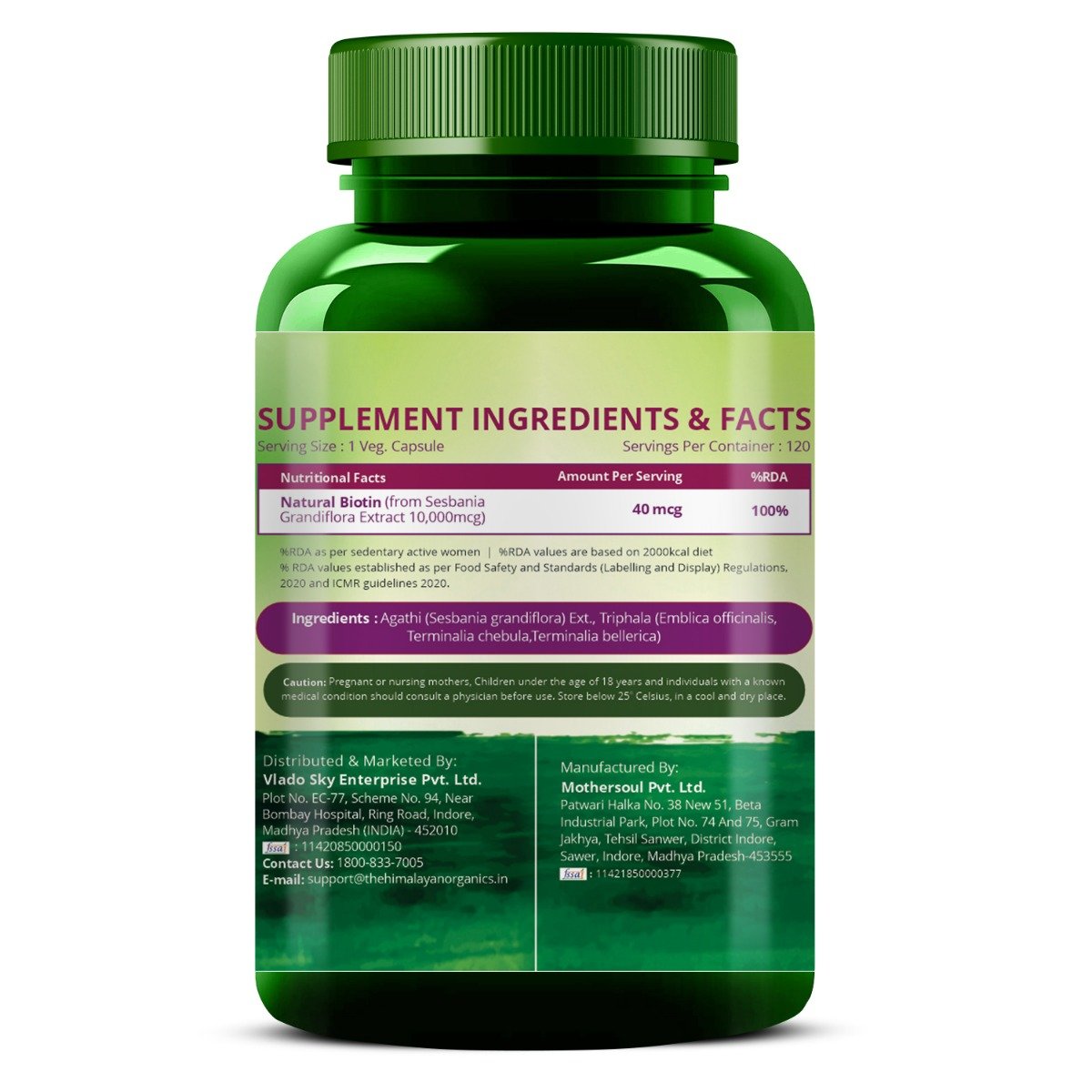 Vlado's Himalayan Organics Biotin 10000mcg, 120 Capsules, Pack of 1 Vlado's Himalayan Organics Biotin 10000mcg, 120 Capsules, Pack of 1