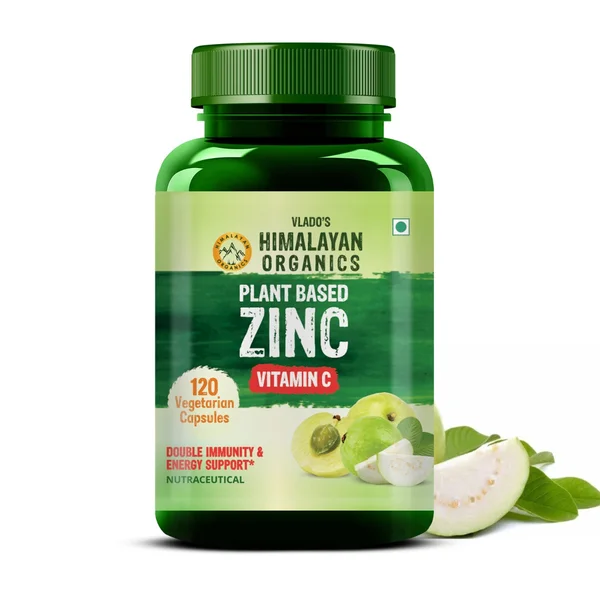 Vlado's Himalayan Organics Plant Based Zinc with Vitamin C, 120 Capsules, Pack of 1