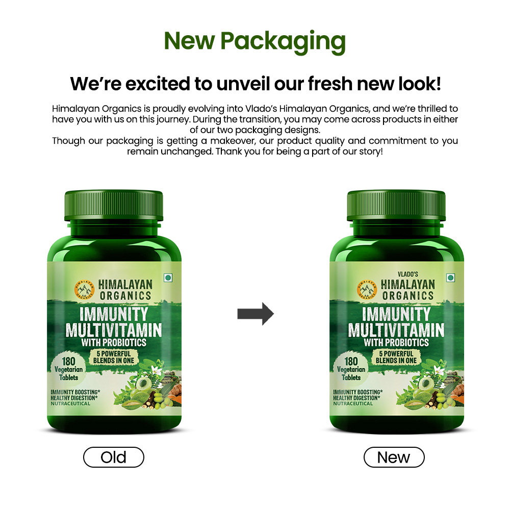 Vlado's Himalayan Organics Immunity Multivitamin with Probiotics, 180 Tablets, Pack of 1 Vlado's Himalayan Organics Immunity Multivitamin with Probiotics, 180 Tablets, Pack of 1