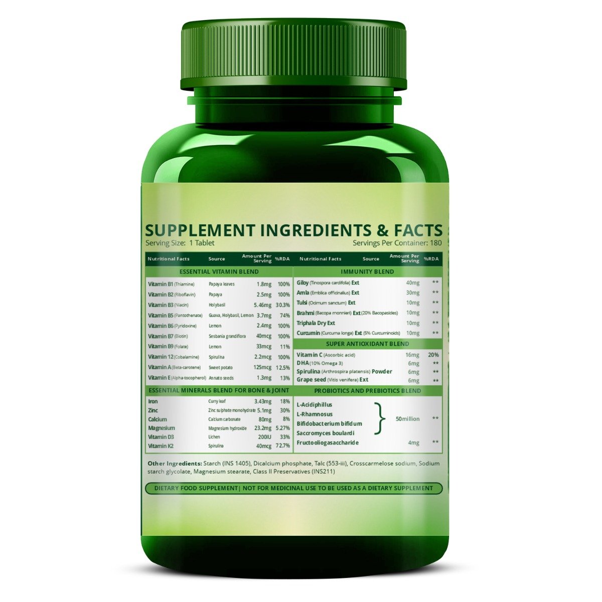 Vlado's Himalayan Organics Immunity Multivitamin with Probiotics, 180 Tablets, Pack of 1 Vlado's Himalayan Organics Immunity Multivitamin with Probiotics, 180 Tablets, Pack of 1