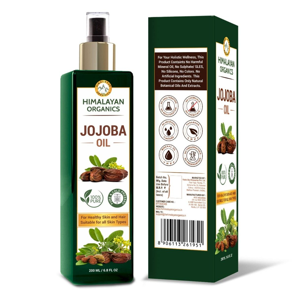 Himalayan Organics Cold Press Virgin Jojoba Oil for Skin & Hair, 200 ml, Pack of 1 Himalayan Organics Cold Press Virgin Jojoba Oil for Skin & Hair, 200 ml, Pack of 1