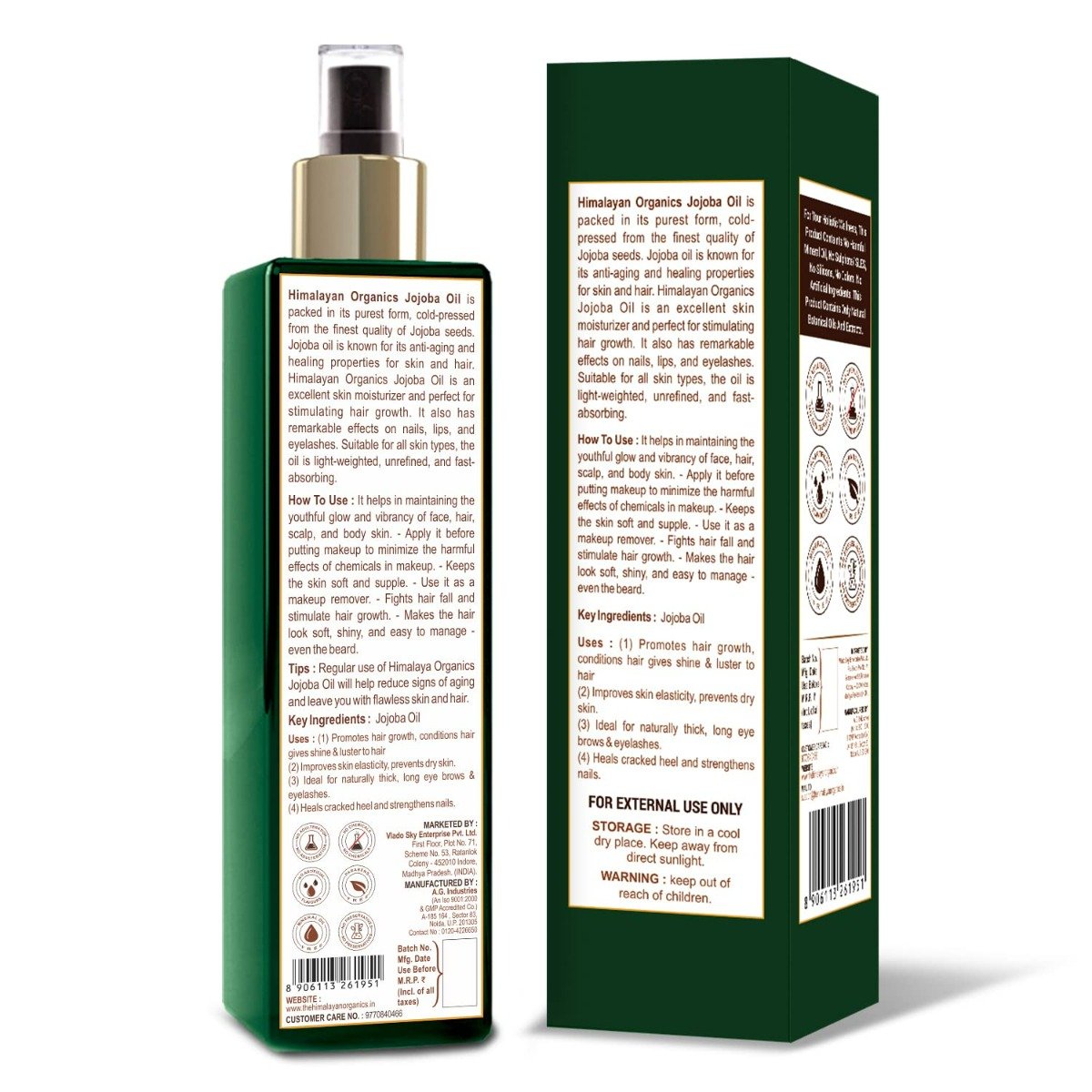 Himalayan Organics Cold Press Virgin Jojoba Oil for Skin & Hair, 200 ml, Pack of 1 Himalayan Organics Cold Press Virgin Jojoba Oil for Skin & Hair, 200 ml, Pack of 1