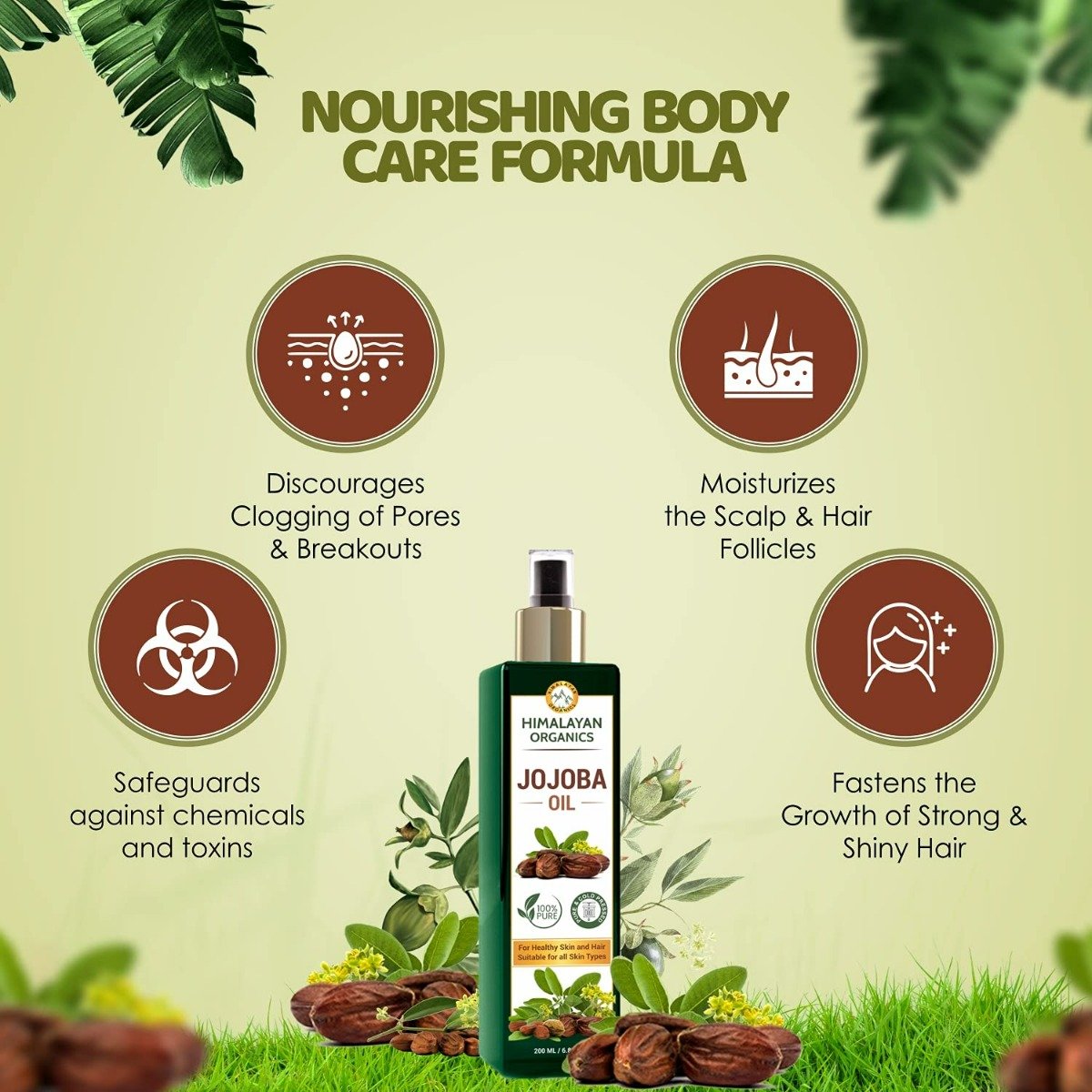 Himalayan Organics Cold Press Virgin Jojoba Oil for Skin & Hair, 200 ml, Pack of 1 Himalayan Organics Cold Press Virgin Jojoba Oil for Skin & Hair, 200 ml, Pack of 1