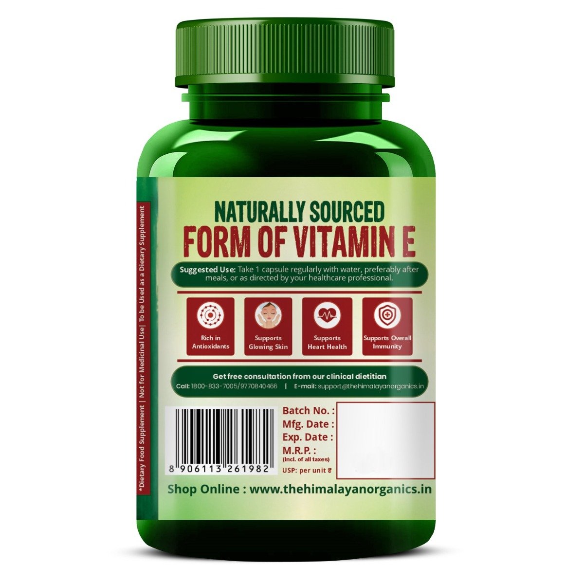 Vlado's Himalayan Organics Plant Based Vitamin E, 60 Capsules, Pack of 1 Vlado's Himalayan Organics Plant Based Vitamin E, 60 Capsules, Pack of 1