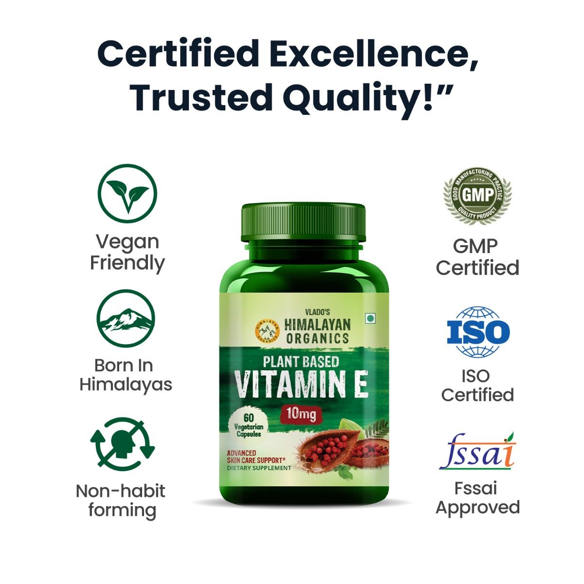 Vlado's Himalayan Organics Plant Based Vitamin E, 60 Capsules, Pack of 1 Vlado's Himalayan Organics Plant Based Vitamin E, 60 Capsules, Pack of 1