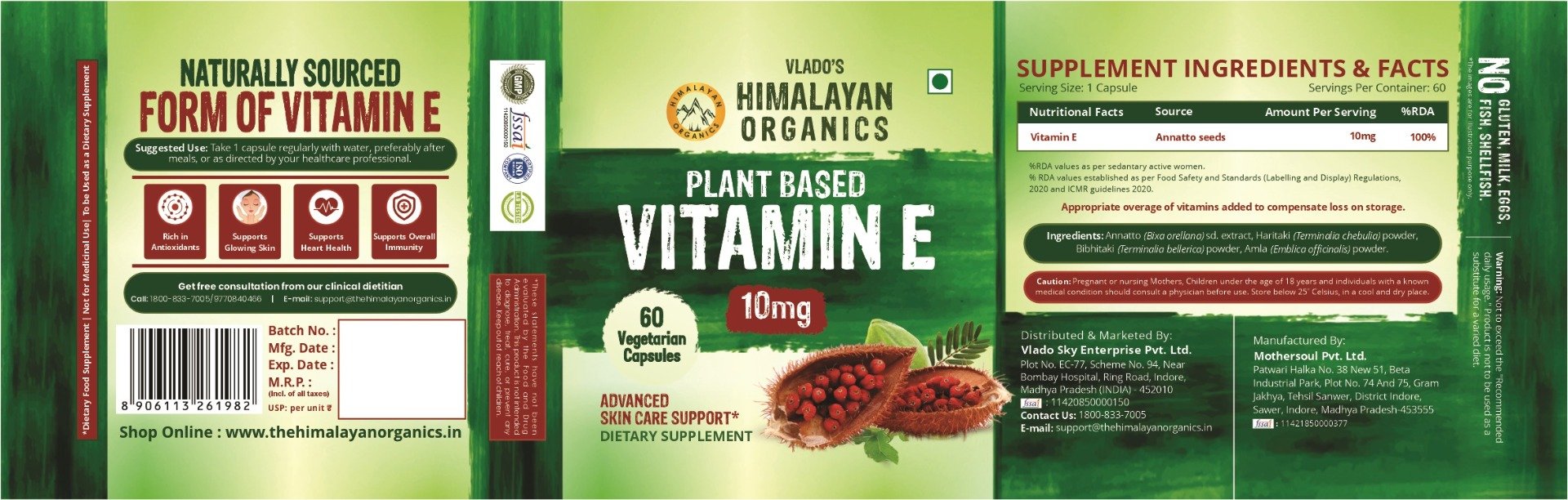 Vlado's Himalayan Organics Plant Based Vitamin E, 60 Capsules, Pack of 1 Vlado's Himalayan Organics Plant Based Vitamin E, 60 Capsules, Pack of 1