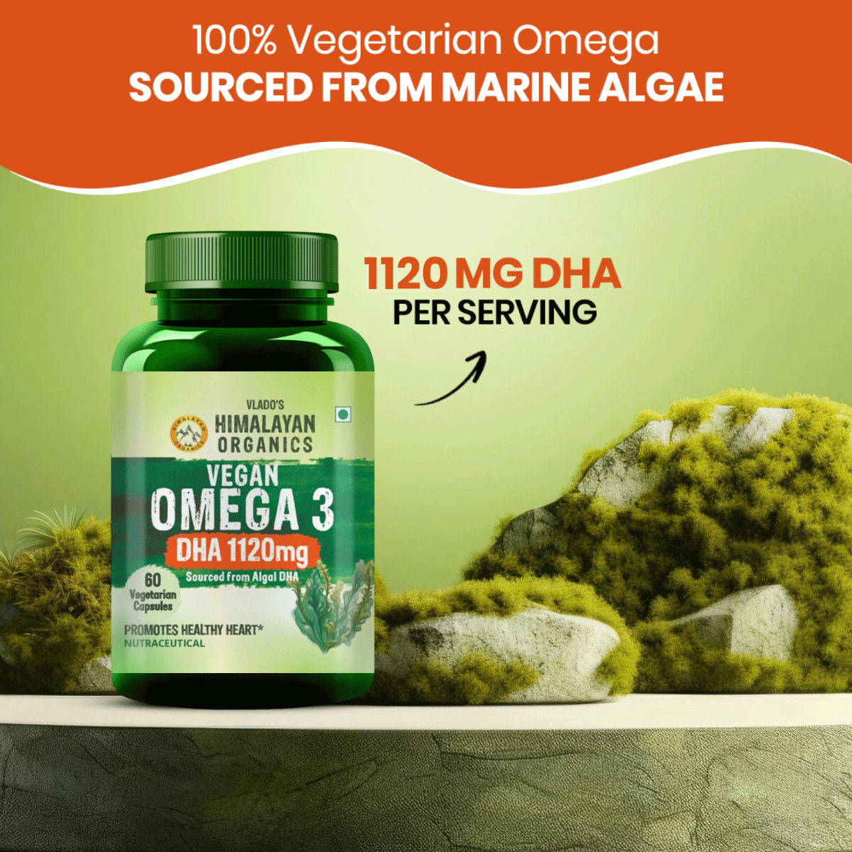 Vlado's Himalayan Organics Vegan Omega 3 DHA 1120mg, 60 Veg Capsules, Pack of 1 Vlado's Himalayan Organics Vegan Omega 3 DHA 1120mg, 60 Veg Capsules, Pack of 1