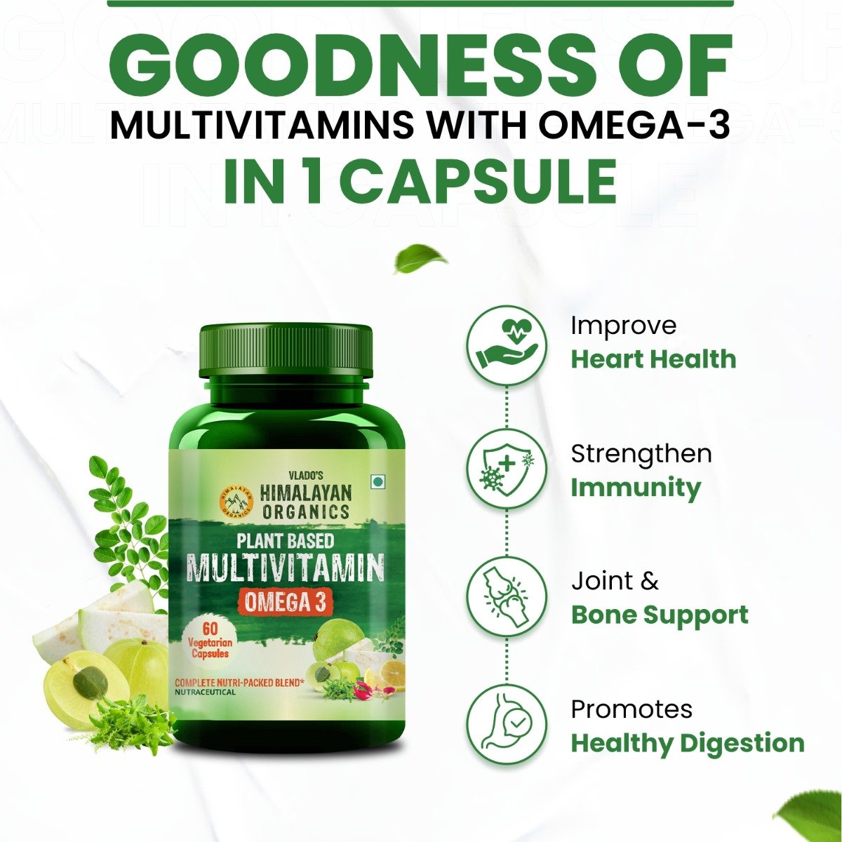 Vlado's Himalayan Organics Plant Based Multivitamin Omega 3, 60 Capsules, Pack of 1 Vlado's Himalayan Organics Plant Based Multivitamin Omega 3, 60 Capsules, Pack of 1