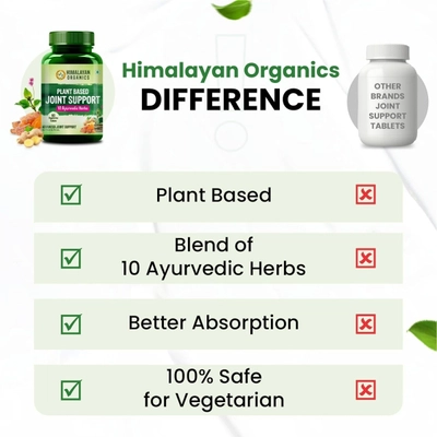 Himalayan Organics Plant Based Joint Support with 10 Ayurvedic Herbs, 60 Capsules, Pack of 1