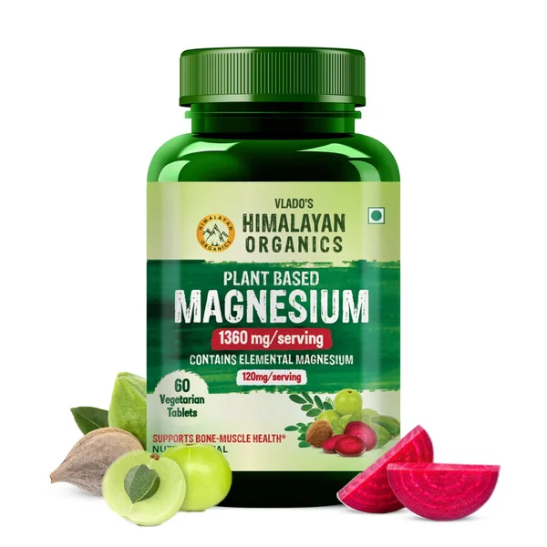 Vlado's Himalayan Organics Plant Based Magnesium 1360mg, 60 Veg Tablets