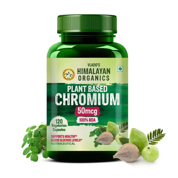 Vlado's Himalayan Organics Plant Based Chromium 50mcg, 120 Veg Capsules, Pack of 1