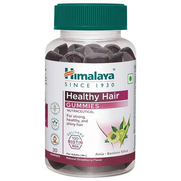 Himalaya Healthy Hair Strawberry flavour, 30 Gummies | for Adults