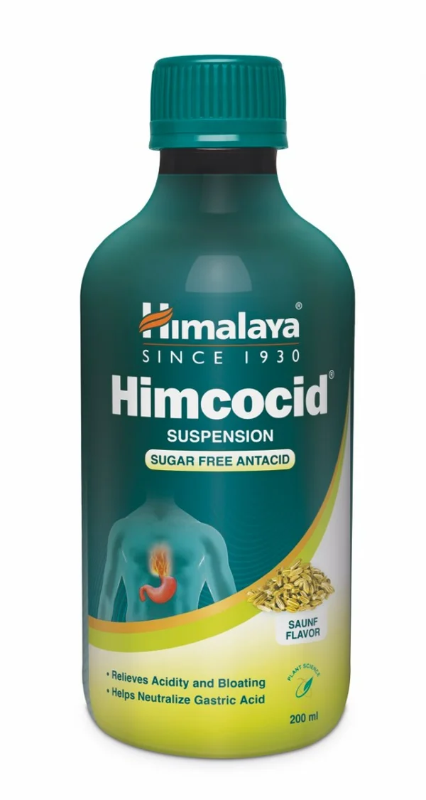 Himalaya Himcocid Sugar Free Antacid Saunf Flavour Suspension, 200 ml, Pack of 1