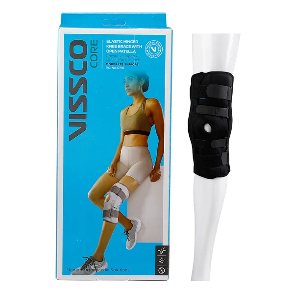 Vissco Hinged Elastic Support With Patella Opening, XL, 1 Count, Pack of 1
