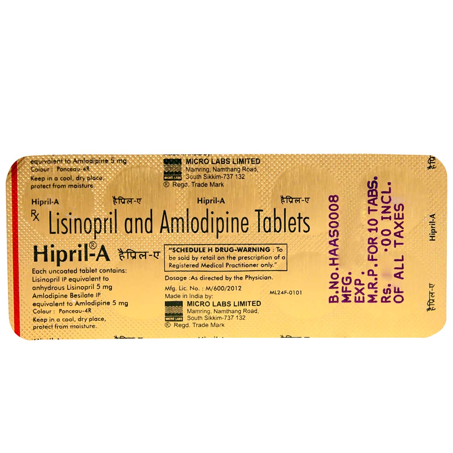 Hipril-A Tablet 10's, Pack of 10 TABLETS Hipril-A Tablet 10's, Pack of 10 TABLETS