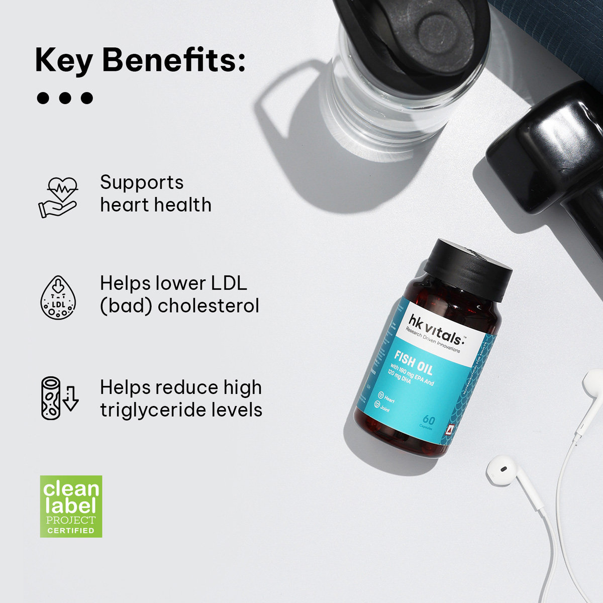 HealthKart HK Vitals Fish Oil 1000 mg, 60 Capsules, Pack of 1 HealthKart HK Vitals Fish Oil 1000 mg, 60 Capsules, Pack of 1